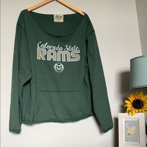 Slouchy Off The Shoulder CSU Rams Sweatshirt